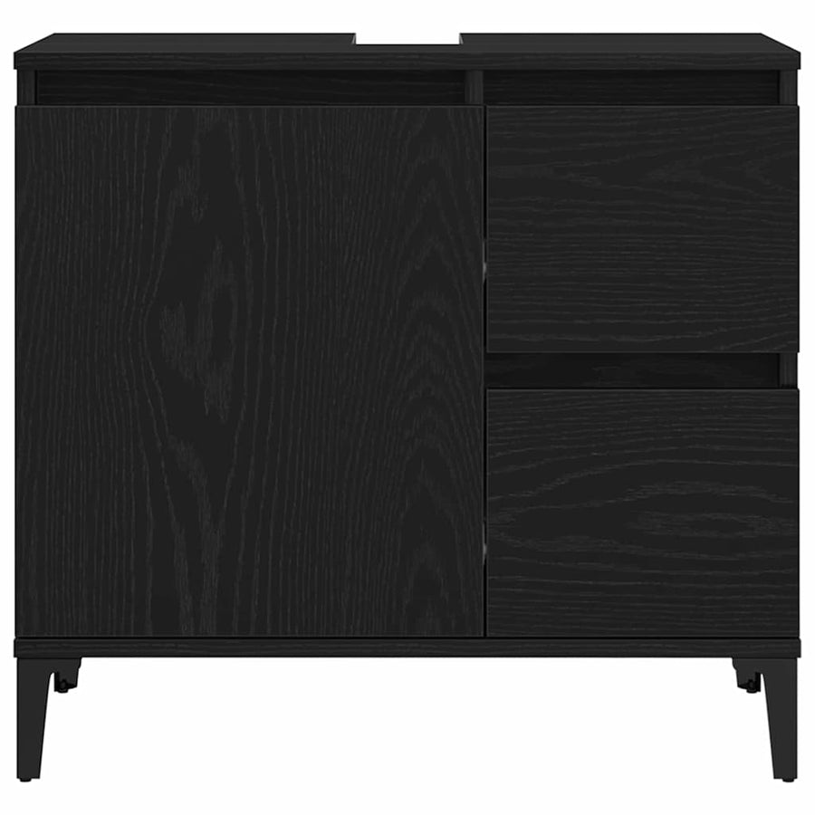 Badkamer Kast met lade Zwart Eiken 65 x 33 x 60 cm Bewerkt hout
