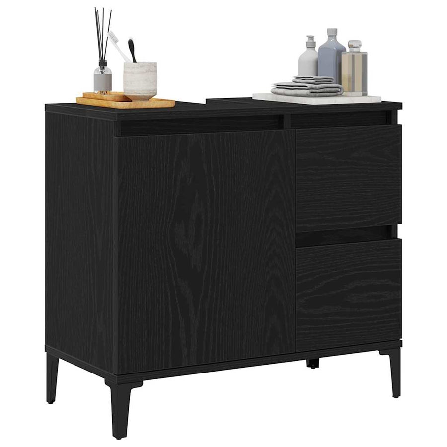 Badkamer Kast met lade Zwart Eiken 65 x 33 x 60 cm Bewerkt hout