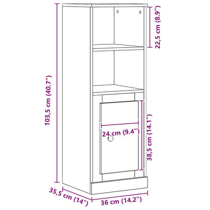 Highboard Zwart Eiken 36 x 35,5 x 103,5 cm Bewerkt hout