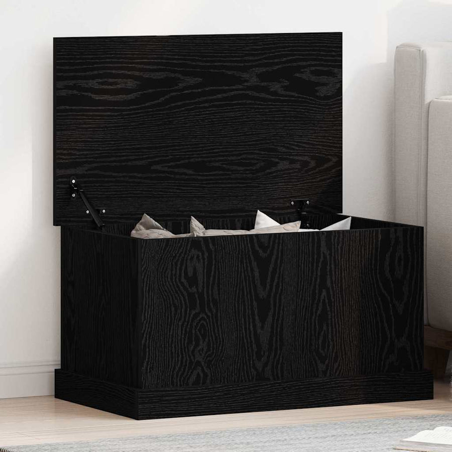 Opslagdoos met opslag Zwart eiken 70 x 40 x 28 cm Bewerkt hout