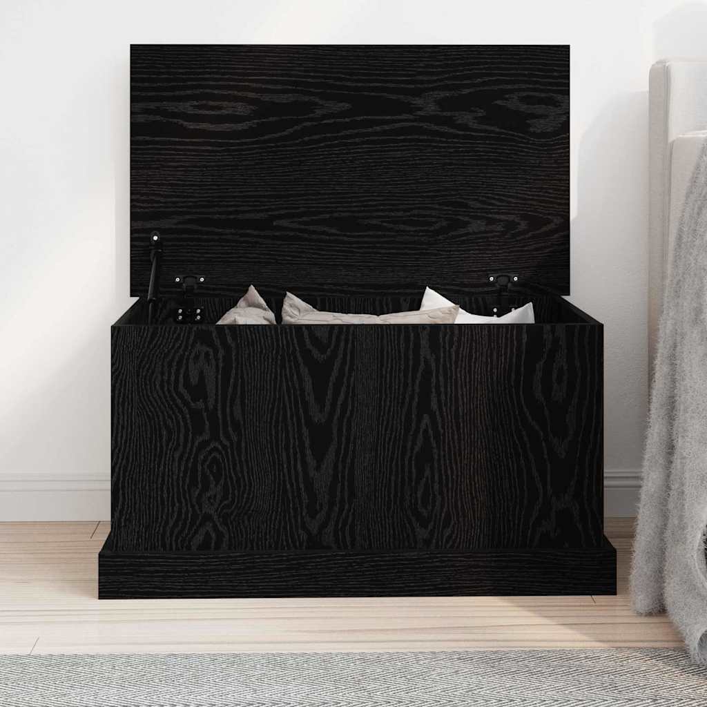 Opslagdoos met opslag Zwart eiken 70 x 40 x 28 cm Bewerkt hout