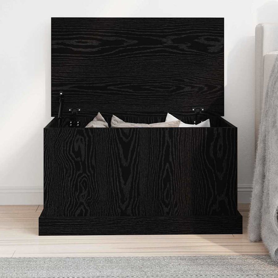 Opslagdoos met opslag Zwart eiken 70 x 40 x 28 cm Bewerkt hout