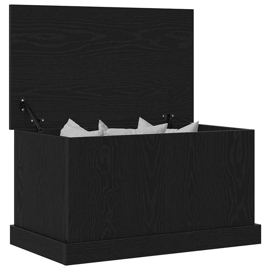 Opslagdoos met opslag Zwart eiken 70 x 40 x 28 cm Bewerkt hout