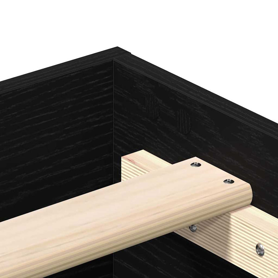 Bedframe Zwart Eiken 193 x 143 x 25 cm Bewerkt hout