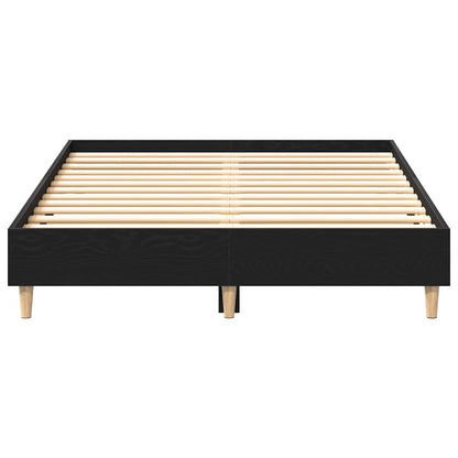 Bedframe Zwart Eiken 193 x 143 x 25 cm Bewerkt hout