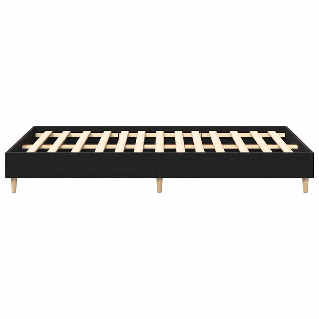 Bedframe Zwart Eiken 193 x 143 x 25 cm Bewerkt hout