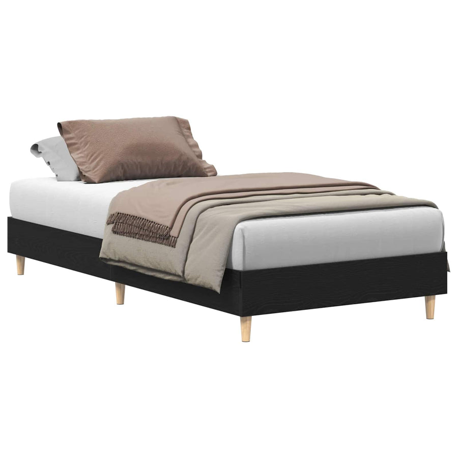 Bedframe Zwart Eiken 203 x 101 x 25 cm Bewerkt hout