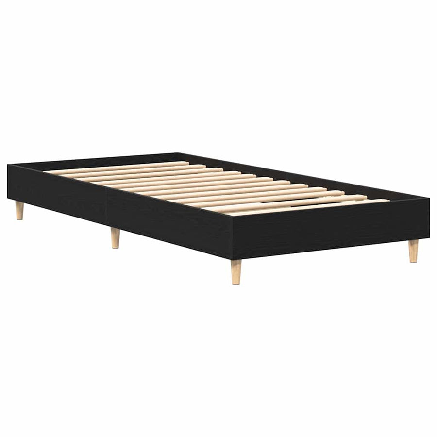 Bedframe Zwart Eiken 203 x 93 x 25 cm Bewerkt hout