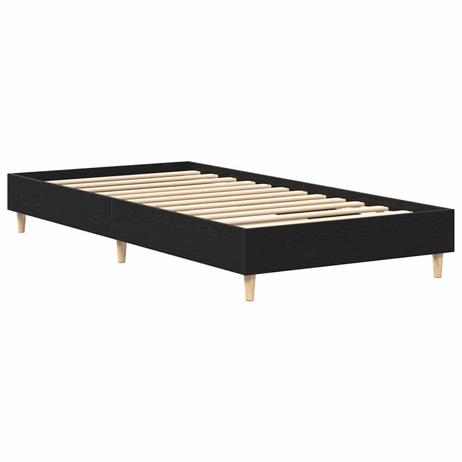 Bedframe Zwart Eiken 203 x 93 x 25 cm Bewerkt hout