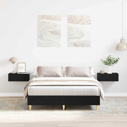Bedframe Zwart Eiken 193 x 138 x 25 cm Bewerkt hout