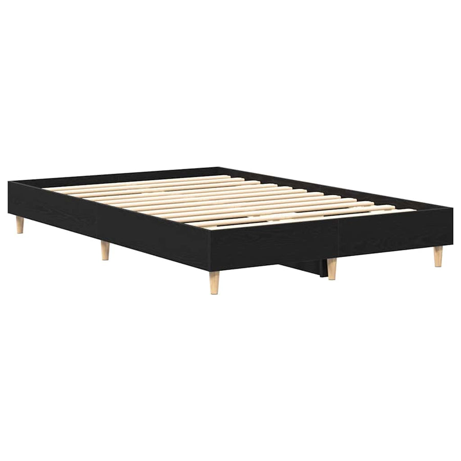 Bedframe Zwart Eiken 193 x 138 x 25 cm Bewerkt hout
