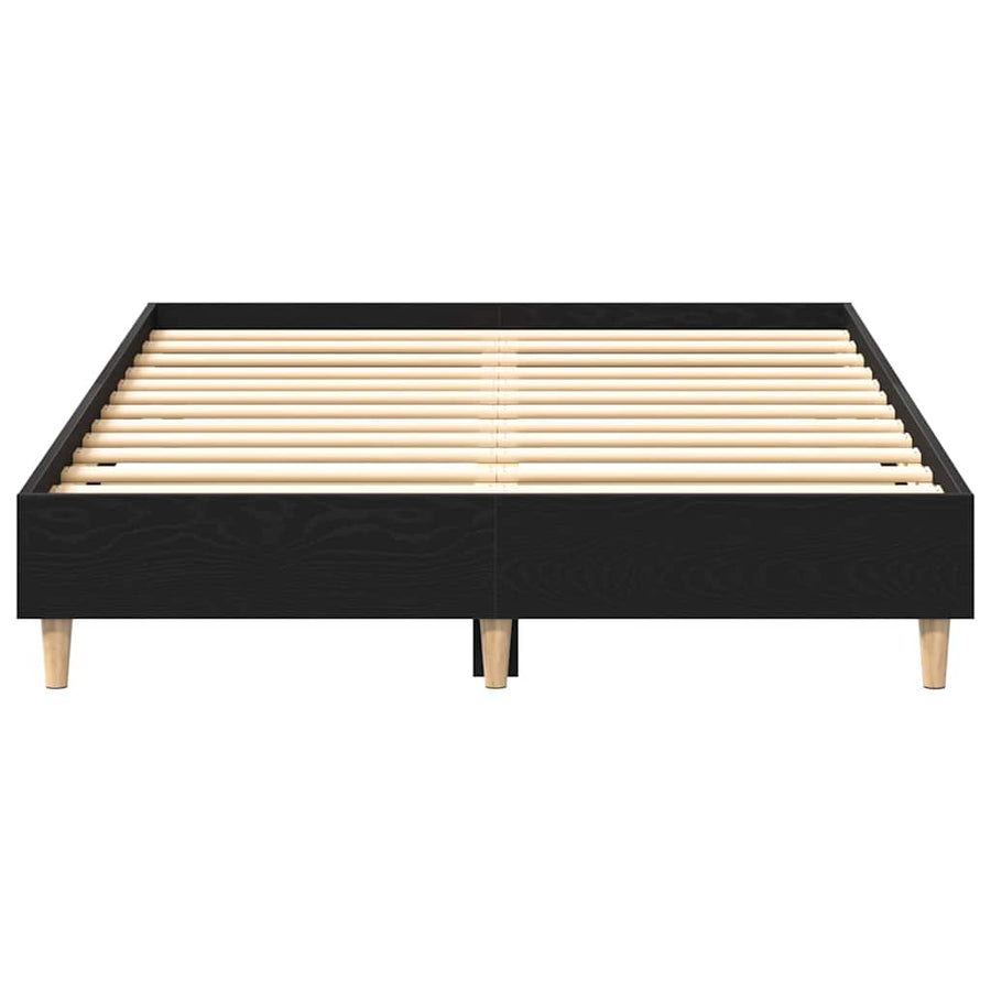 Bedframe Zwart Eiken 193 x 138 x 25 cm Bewerkt hout