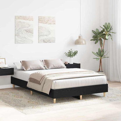 Bedframe Zwart Eiken 193 x 123 x 25 cm Bewerkt hout