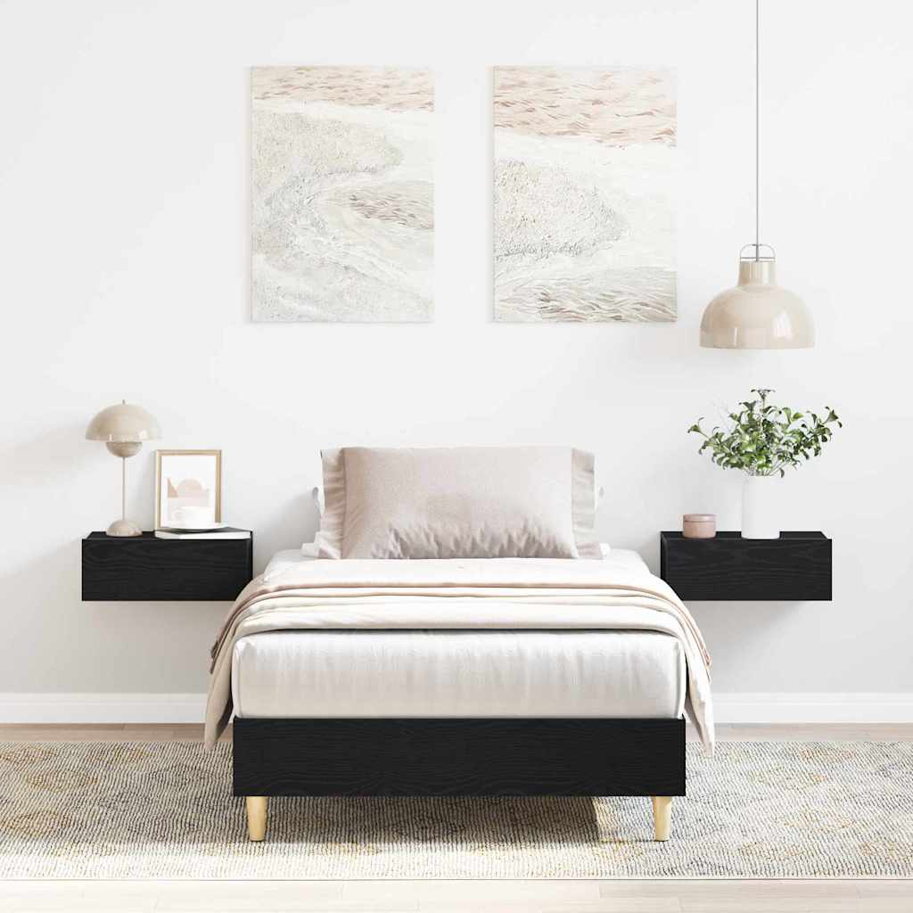 Bedframe Zwart Eiken 193 x 78 x 25 cm Bewerkt hout