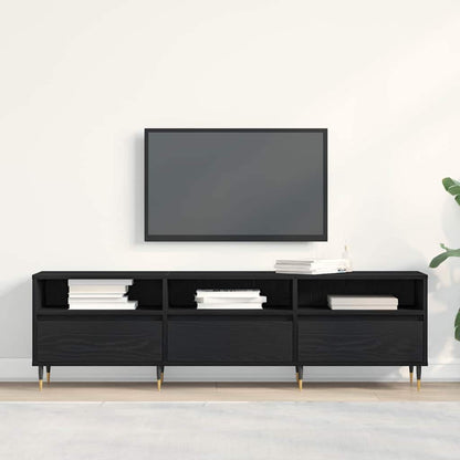 TV-kast met lade Zwart Eiken 150 x 30 x 44,5 cm Bewerkt hout