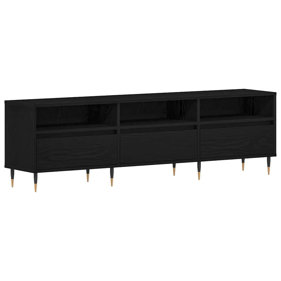 TV-kast met lade Zwart Eiken 150 x 30 x 44,5 cm Bewerkt hout