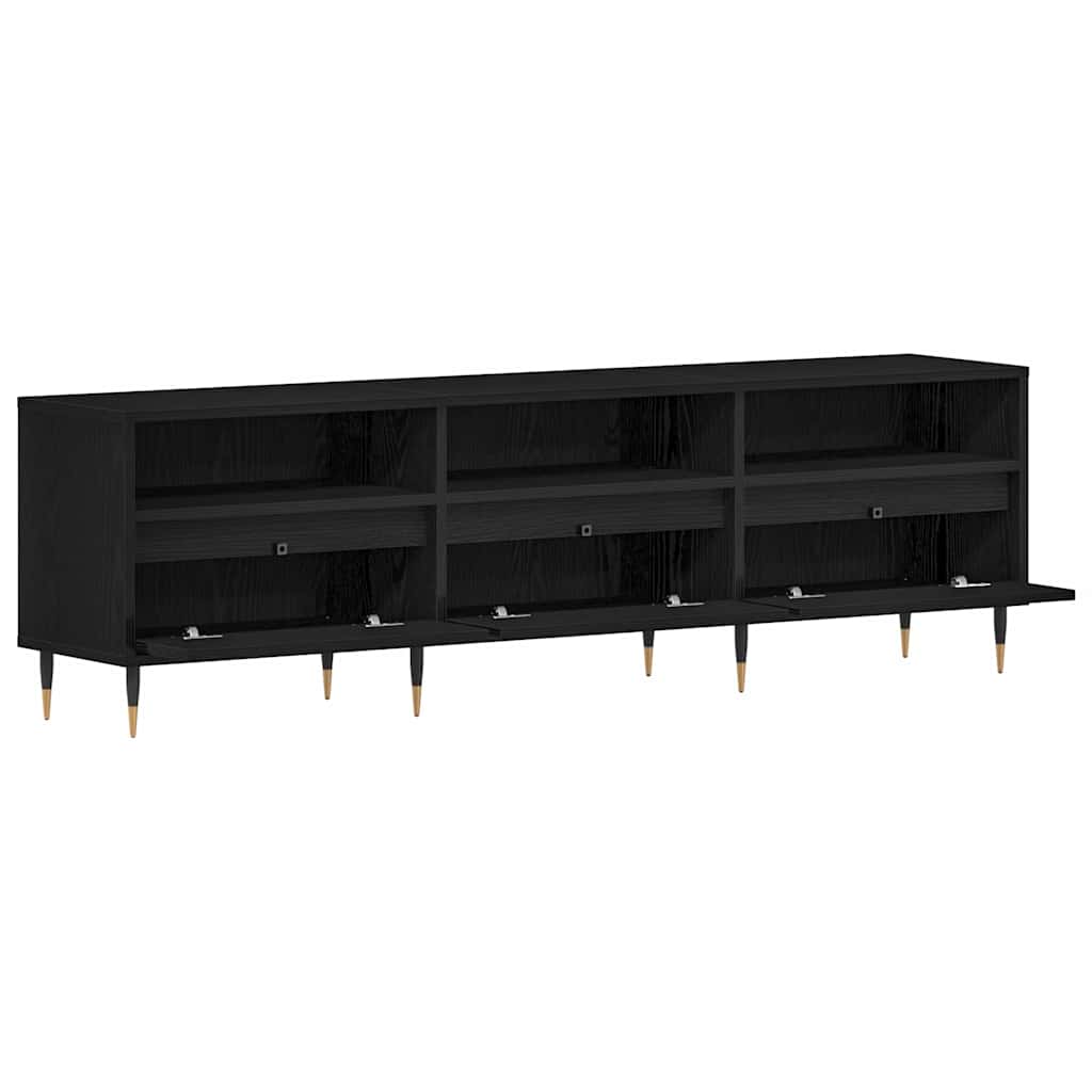 TV-kast met lade Zwart Eiken 150 x 30 x 44,5 cm Bewerkt hout