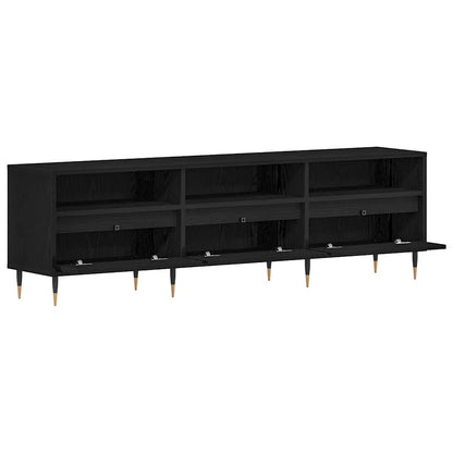 TV-kast met lade Zwart Eiken 150 x 30 x 44,5 cm Bewerkt hout