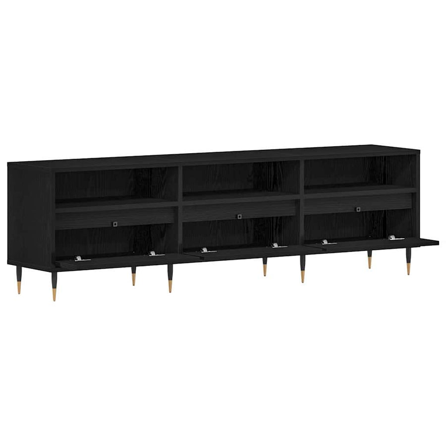TV-kast met lade Zwart Eiken 150 x 30 x 44,5 cm Bewerkt hout