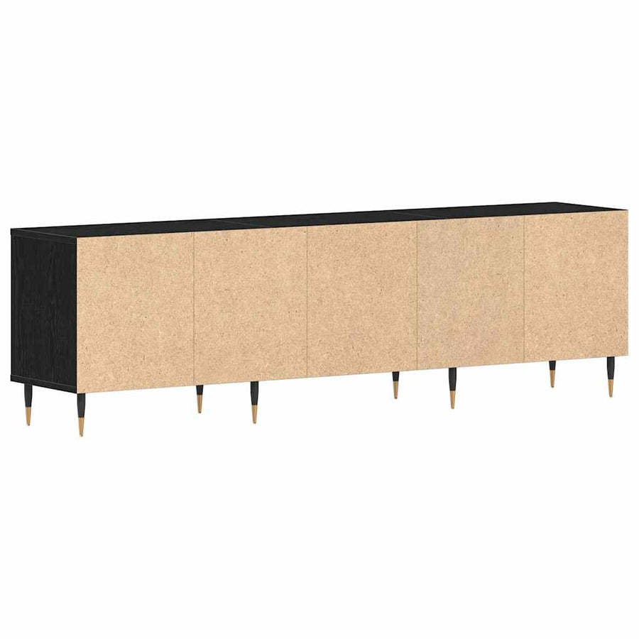TV-kast met lade Zwart Eiken 150 x 30 x 44,5 cm Bewerkt hout