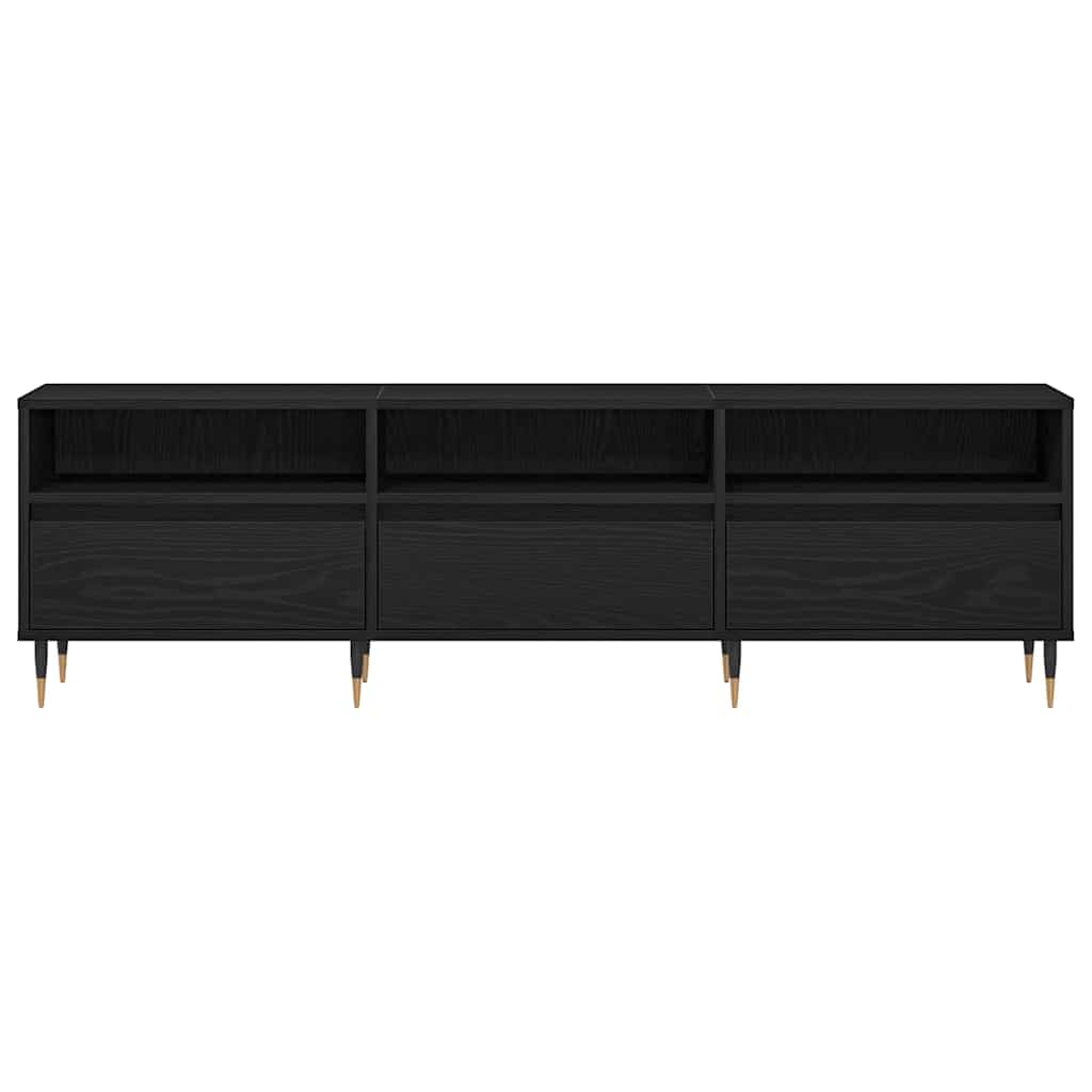 TV-kast met lade Zwart Eiken 150 x 30 x 44,5 cm Bewerkt hout