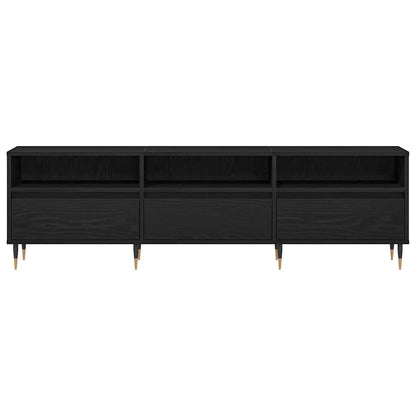 TV-kast met lade Zwart Eiken 150 x 30 x 44,5 cm Bewerkt hout