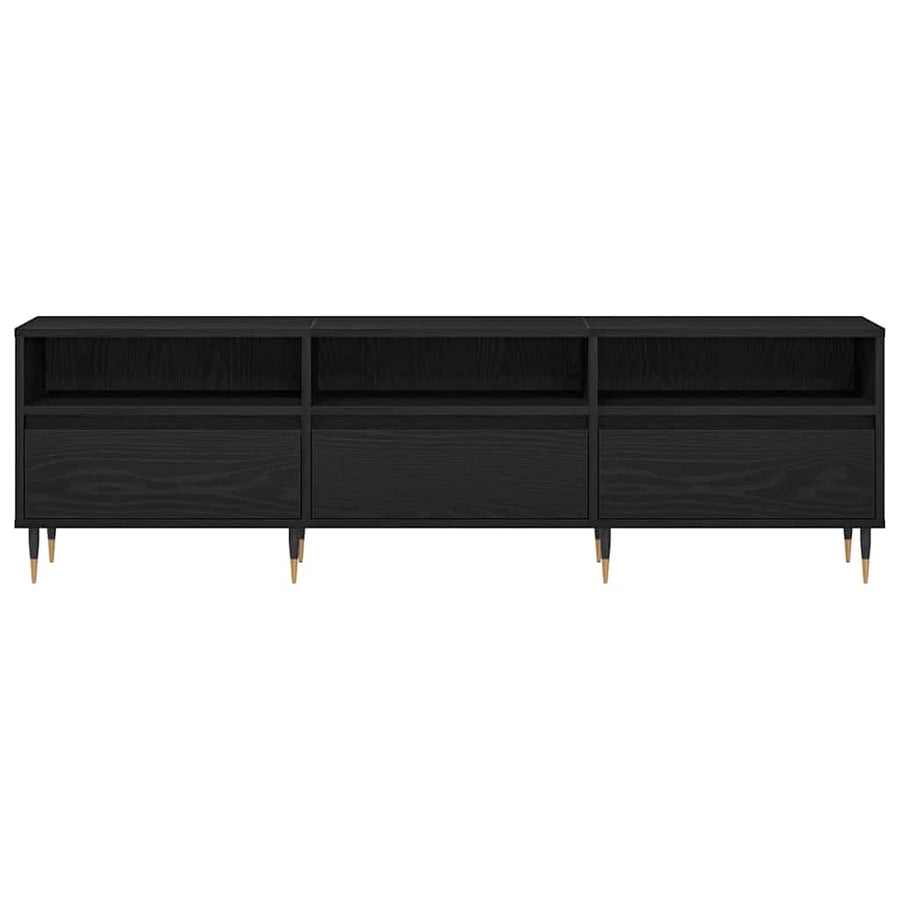 TV-kast met lade Zwart Eiken 150 x 30 x 44,5 cm Bewerkt hout