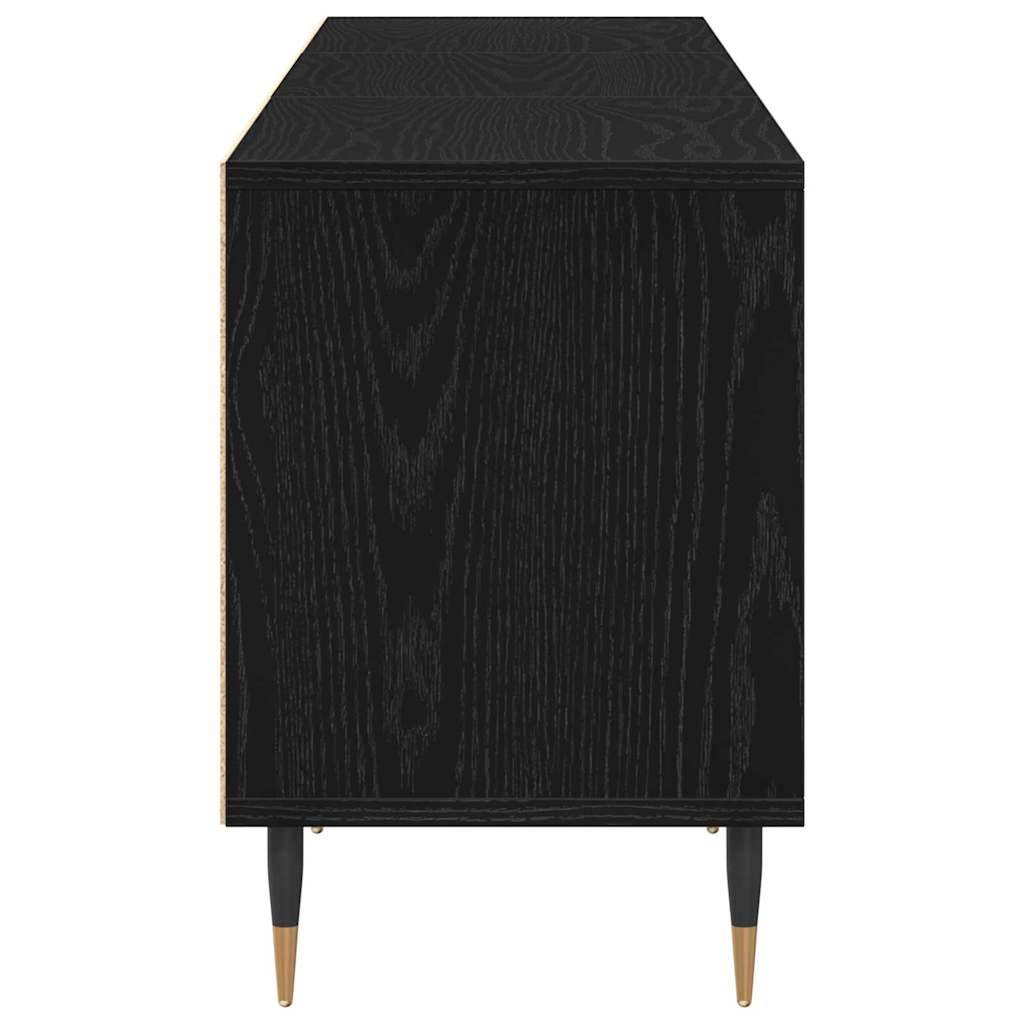 TV-kast met lade Zwart Eiken 150 x 30 x 44,5 cm Bewerkt hout