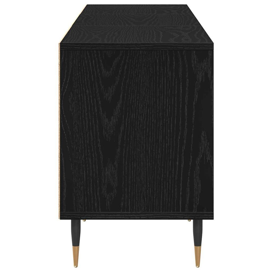 TV-kast met lade Zwart Eiken 150 x 30 x 44,5 cm Bewerkt hout