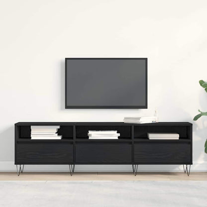 TV-kast met lade Zwart Eiken 150 x 30 x 44,5 cm Bewerkt hout