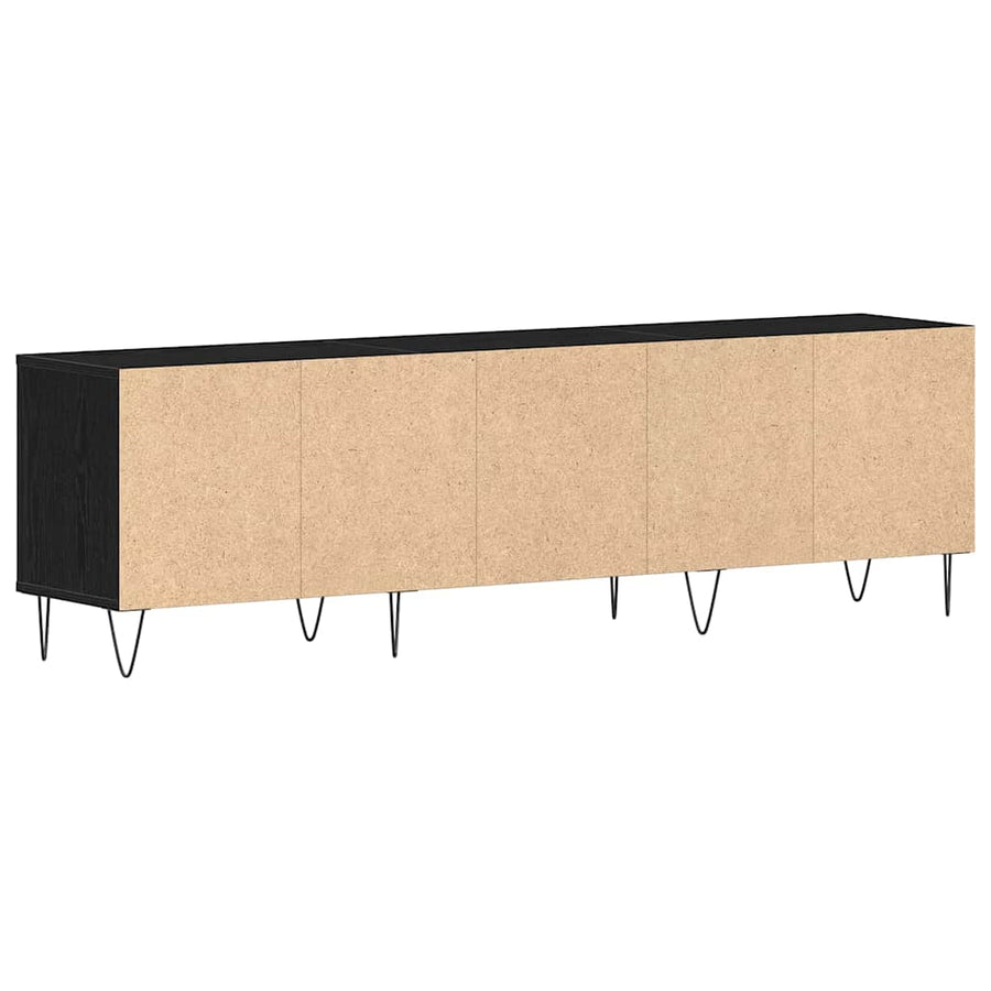 TV-kast met lade Zwart Eiken 150 x 30 x 44,5 cm Bewerkt hout
