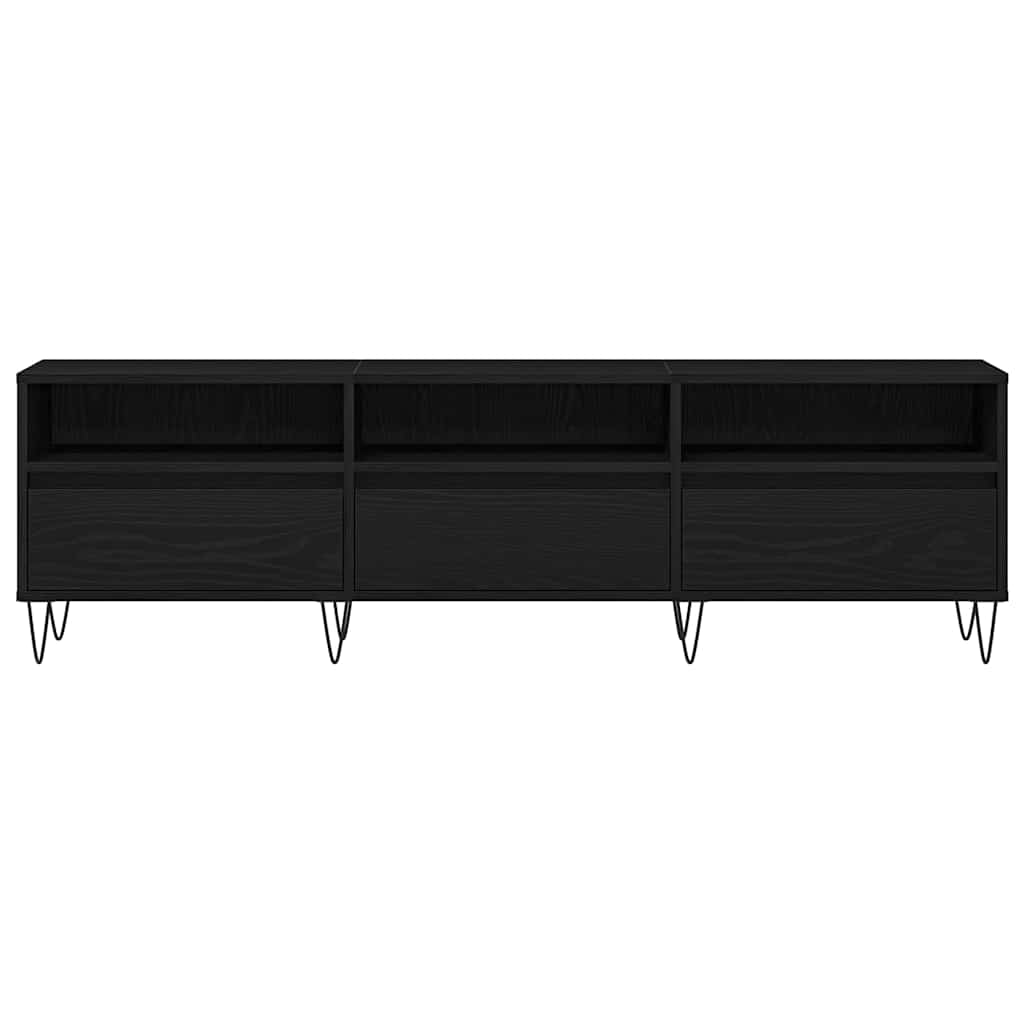 TV-kast met lade Zwart Eiken 150 x 30 x 44,5 cm Bewerkt hout