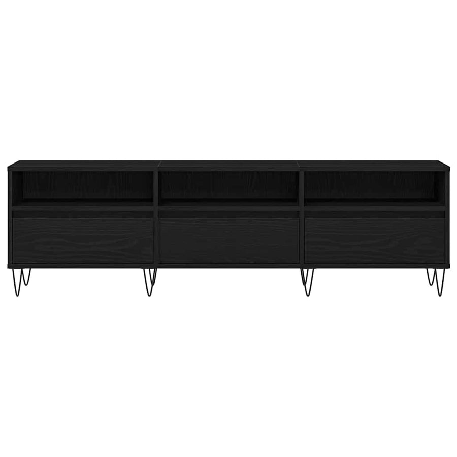 TV-kast met lade Zwart Eiken 150 x 30 x 44,5 cm Bewerkt hout