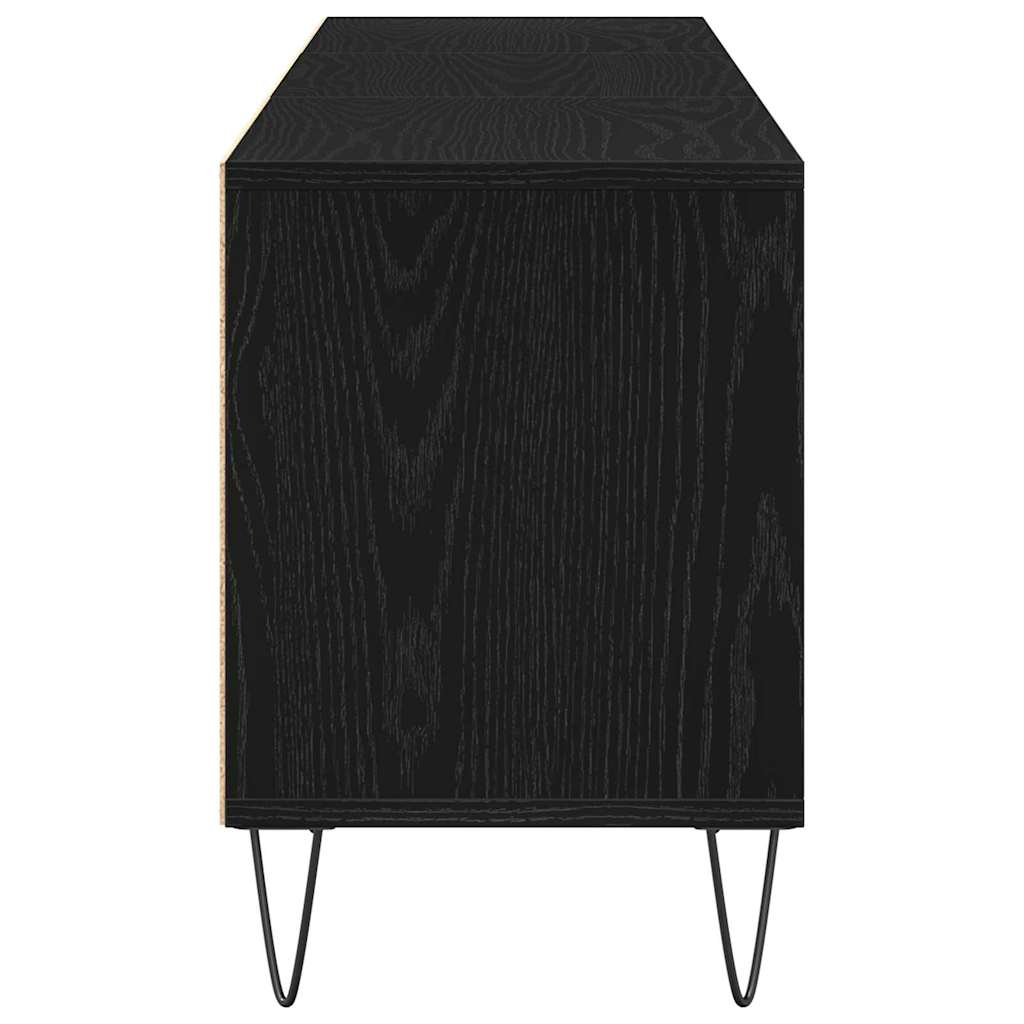 TV-kast met lade Zwart Eiken 150 x 30 x 44,5 cm Bewerkt hout