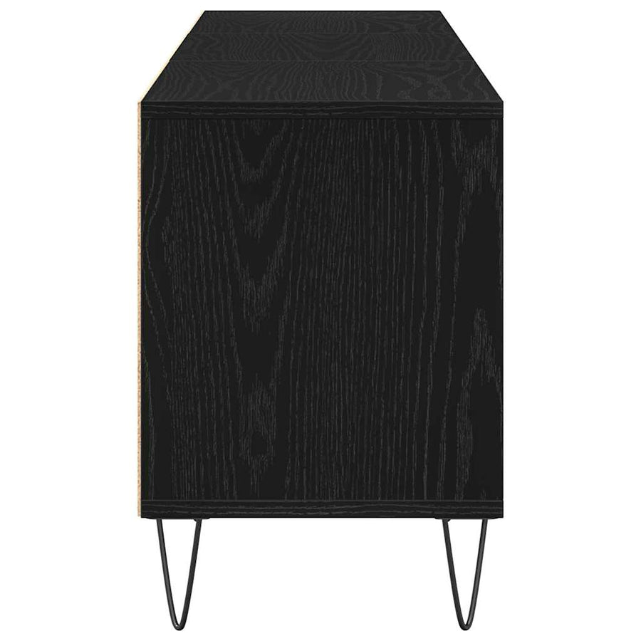 TV-kast met lade Zwart Eiken 150 x 30 x 44,5 cm Bewerkt hout