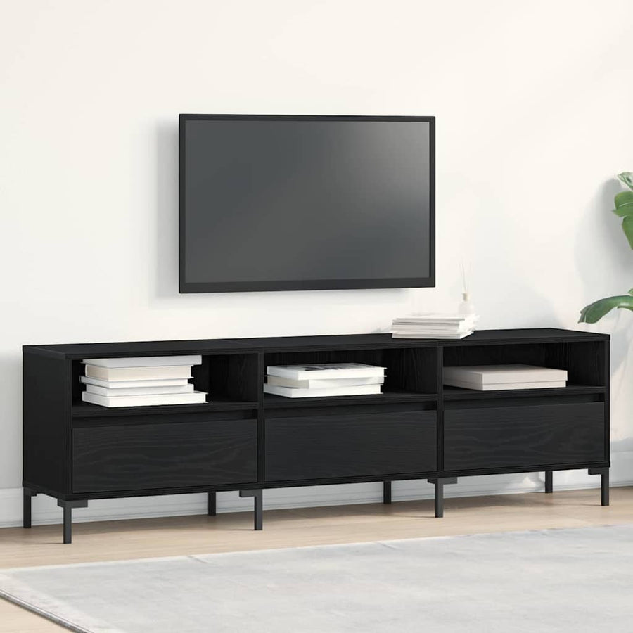 Tv-Kast Met Lade 150 X 30 X 44,5 Cm Bewerkt Hout Zwart eiken