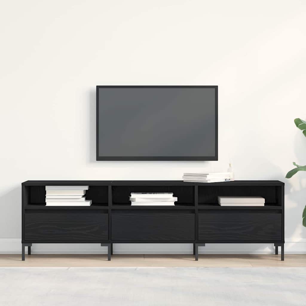 Tv-Kast Met Lade 150 X 30 X 44,5 Cm Bewerkt Hout Zwart eiken
