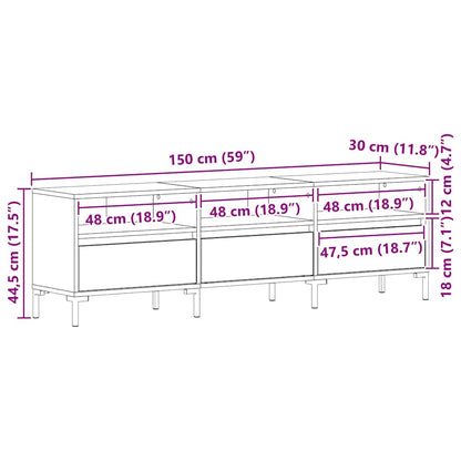 Tv-Kast Met Lade 150 X 30 X 44,5 Cm Bewerkt Hout Zwart eiken