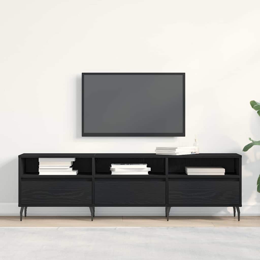 TV-kast Zwart Eiken 150 x 30 x 44,5 cm Bewerkt hout