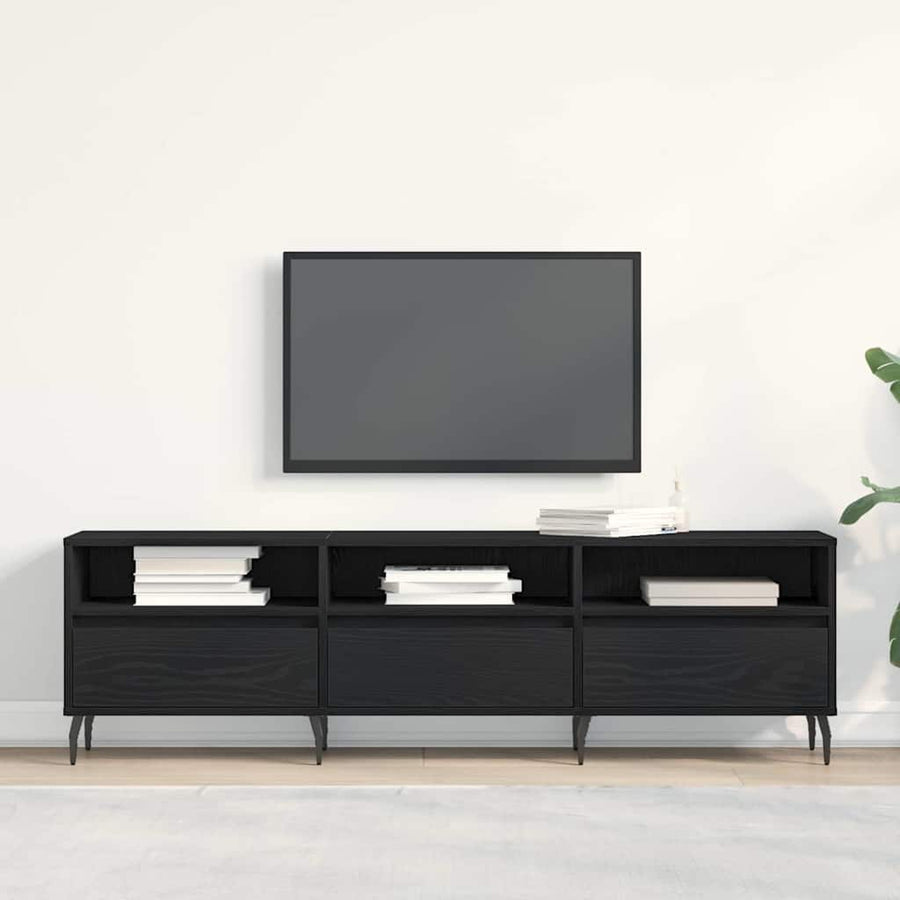 TV-kast Zwart Eiken 150 x 30 x 44,5 cm Bewerkt hout
