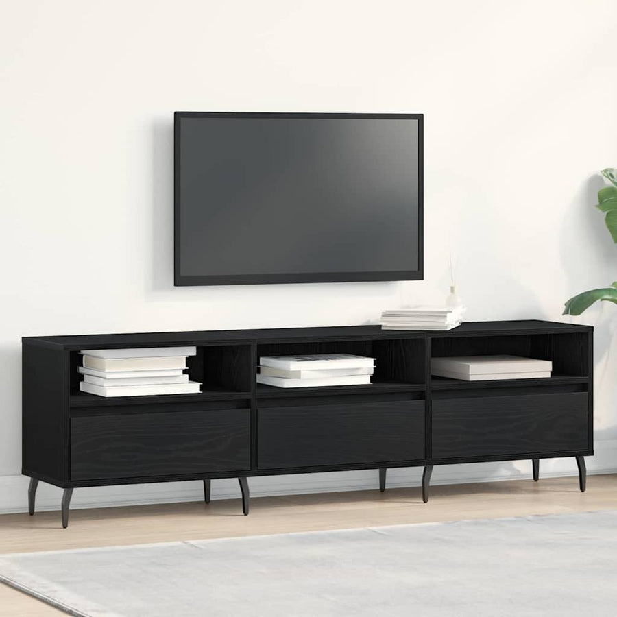 TV-kast Zwart Eiken 150 x 30 x 44,5 cm Bewerkt hout