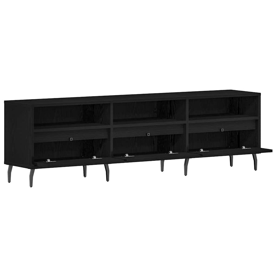 TV-kast Zwart Eiken 150 x 30 x 44,5 cm Bewerkt hout