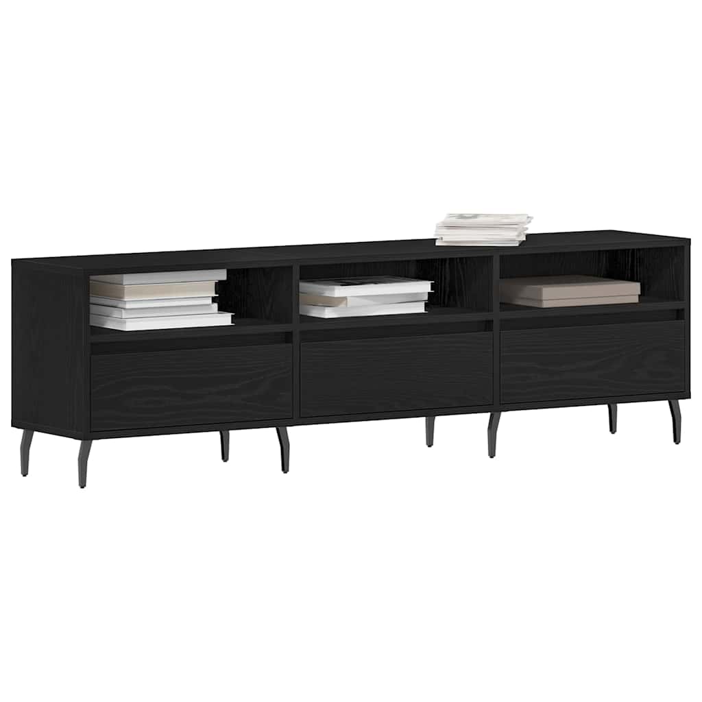 TV-kast Zwart Eiken 150 x 30 x 44,5 cm Bewerkt hout