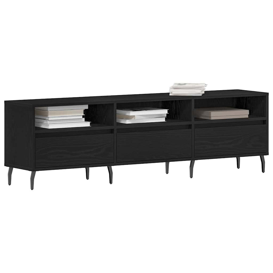 TV-kast Zwart Eiken 150 x 30 x 44,5 cm Bewerkt hout