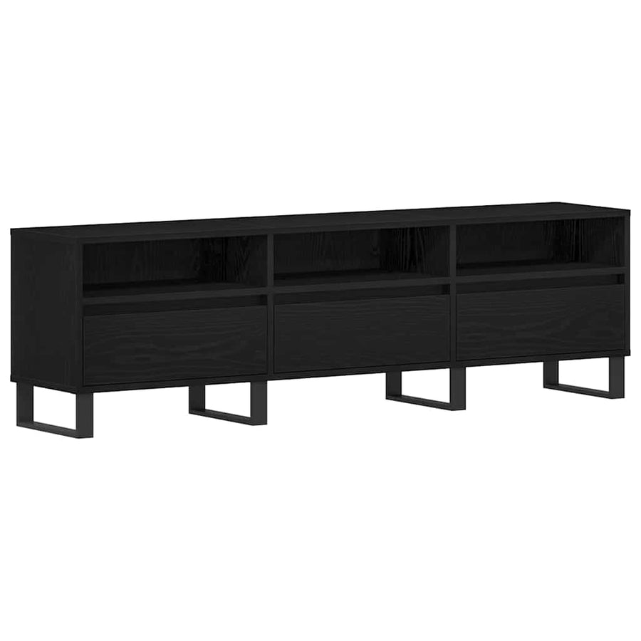 TV-kast met lade Zwart Eiken 150 x 30 x 44,5 cm Bewerkt hout