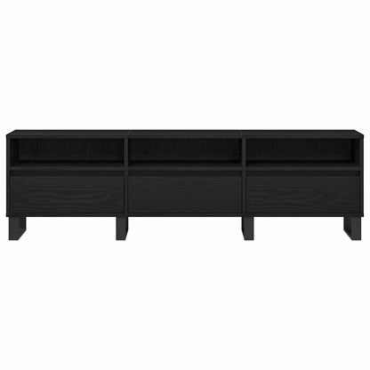 TV-kast met lade Zwart Eiken 150 x 30 x 44,5 cm Bewerkt hout