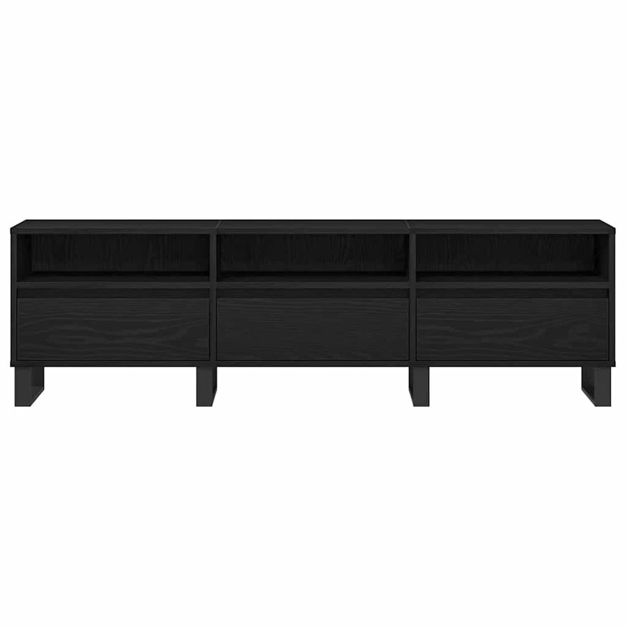 TV-kast met lade Zwart Eiken 150 x 30 x 44,5 cm Bewerkt hout