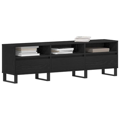 TV-kast met lade Zwart Eiken 150 x 30 x 44,5 cm Bewerkt hout