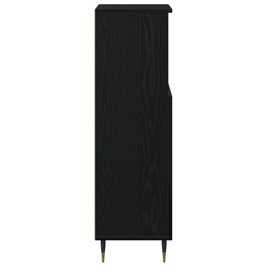 Badkamer Kast Zwart Eiken 30 x 30 x 100 cm Bewerkt hout