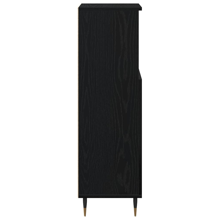 Badkamer Kast Zwart Eiken 30 x 30 x 100 cm Bewerkt hout